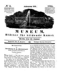 Museum, Blätter für bildende Kunst, Nr. 2, 12 Januar 1835, 3 Jhrg.