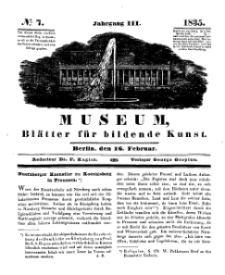 Museum, Blätter für bildende Kunst, Nr. 7, 16 Februar 1835, 3 Jhrg.