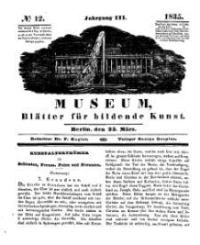 Museum, Blätter für bildende Kunst, Nr. 12, 23 März 1835, 3 Jhrg.