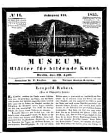 Museum, Blätter für bildende Kunst, Nr. 16, 20 April 1835, 3 Jhrg.