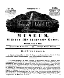 Museum, Blätter für bildende Kunst, Nr. 18, 4 Mai 1835, 3 Jhrg.