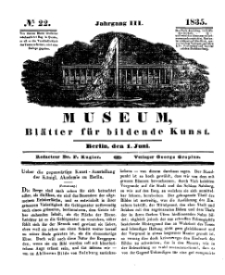 Museum, Blätter für bildende Kunst, Nr. 22, 1 Juni 1835, 3 Jhrg.