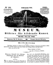 Museum, Blätter für bildende Kunst, Nr. 24, 15 Juni 1835, 3 Jhrg.