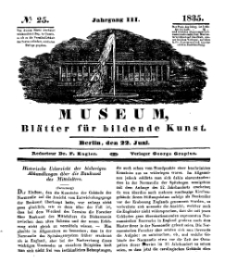 Museum, Blätter für bildende Kunst, Nr. 25, 22 Juni 1835, 3 Jhrg.