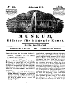 Museum, Blätter für bildende Kunst, Nr. 26, 29 Juni 1835, 3 Jhrg.