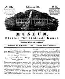 Museum, Blätter für bildende Kunst, Nr. 34, 24 August 1835, 3 Jhrg.