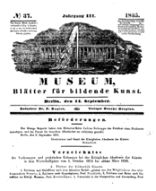 Museum, Blätter für bildende Kunst, Nr. 37, 14 September 1835, 3 Jhrg.