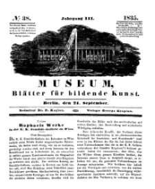 Museum, Blätter für bildende Kunst, Nr. 38, 21 September 1835, 3 Jhrg.