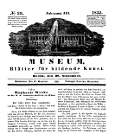 Museum, Blätter für bildende Kunst, Nr. 39, 28 September 1835, 3 Jhrg.