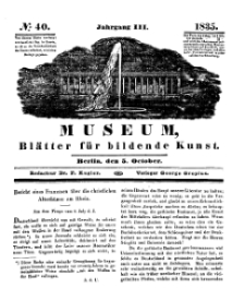 Museum, Blätter für bildende Kunst, Nr. 40, 5 October 1835, 3 Jhrg.
