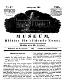 Museum, Blätter für bildende Kunst, Nr. 42, 19 October 1835, 3 Jhrg.