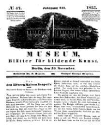 Museum, Blätter für bildende Kunst, Nr. 47, 23 November 1835, 3 Jhrg.