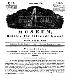 Museum, Blätter für bildende Kunst, Nr. 12, 21 März 1836, 4 Jhrg.