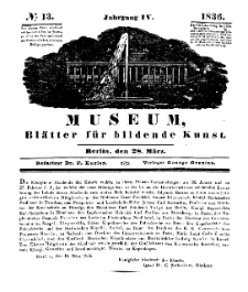 Museum, Blätter für bildende Kunst, Nr. 13, 28 März 1836, 4 Jhrg.