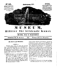 Museum, Blätter für bildende Kunst, Nr. 36, 5 September 1836, 4 Jhrg.