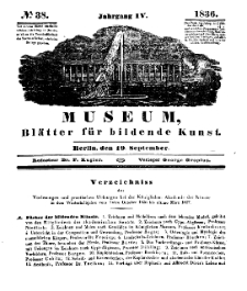 Museum, Blätter für bildende Kunst, Nr. 38, 19 September 1836, 4 Jhrg.