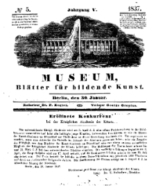 Museum, Blätter für bildende Kunst, Nr. 5, 30 Januar 1837, 5 Jhrg.