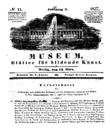 Museum, Blätter für bildende Kunst, Nr. 11, 13 März 1837, 5 Jhrg.