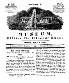 Museum, Blätter für bildende Kunst, Nr. 25, 19 Juni 1837, 5 Jhrg.