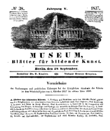 Museum, Blätter für bildende Kunst, Nr. 38, 18 September 1837, 5 Jhrg.