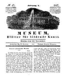 Museum, Blätter für bildende Kunst, Nr. 47, 20 November 1837, 5 Jhrg.