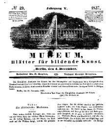 Museum, Blätter für bildende Kunst, Nr. 49, 4 December 1837, 5 Jhrg.