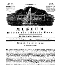 Museum, Blätter für bildende Kunst, Nr. 52, 25 December 1837, 5 Jhrg.