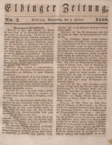 Elbinger Zeitung, No. 2 Donnerstag, 4. Januar 1849