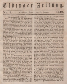 Elbinger Zeitung, No. 7 Montag, 15. Januar 1849