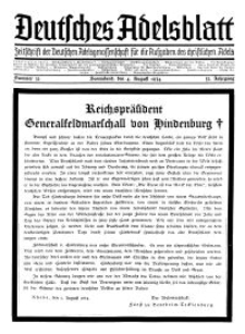 Deutsches Adelsblatt, Nr. 32, 52 Jahrg., 4 August 1934