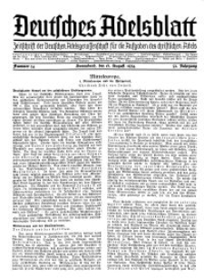 Deutsches Adelsblatt, Nr. 34, 52 Jahrg., 18 August 1934
