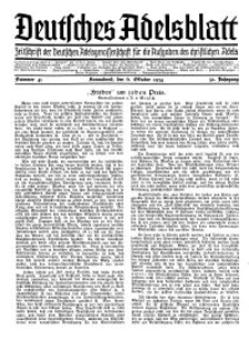 Deutsches Adelsblatt, Nr. 41, 52 Jahrg., 6 Oktober 1934