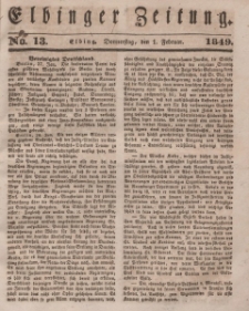 Elbinger Zeitung, No. 13 Donnerstag, 1. Februar 1849