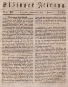Elbinger Zeitung, No. 19 Sonnabend, 17. Februar 1849