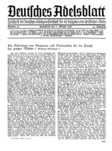 Deutsches Adelsblatt, Nr. 43, 54 Jahrg., 17 Oktober 1936