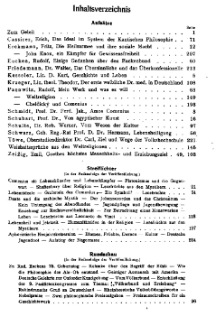 Geisteskultur und Volksbildung. Monatshefte der Comenius-Gesellschaft für Kultur und Geistesleben, 1921, 30. Band, Inhaltsverzeichnis
