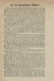 An die Preußischen Wähler!
