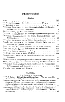 Geisteskultur und Volksbildung. Monatshefte der Comenius-Gesellschaft für Kultur und Geistesleben, 1922, 31. Band, Inhaltsverzeichnis