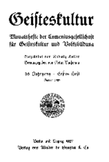 Geisteskultur. Monatshefte der Comenius-Gesellschaft für Kultur und Geistesleben, 1927, 36. Band, Heft 1