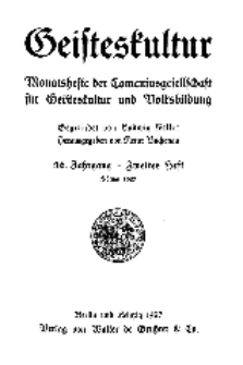 Geisteskultur. Monatshefte der Comenius-Gesellschaft für Kultur und Geistesleben, 1927, 36. Band, Heft 2