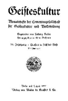 Geisteskultur. Monatshefte der Comenius-Gesellschaft für Kultur und Geistesleben, 1927, 36. Band, Heft 5-6