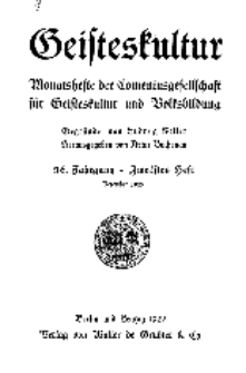 Geisteskultur. Monatshefte der Comenius-Gesellschaft für Kultur und Geistesleben, 1927, 36. Band, Heft 12