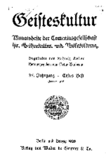 Geisteskultur. Monatshefte der Comenius-Gesellschaft für Kultur und Geistesleben, 1926, 35. Band, Heft 1