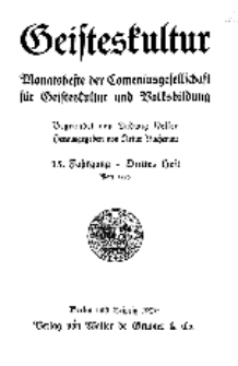 Geisteskultur. Monatshefte der Comenius-Gesellschaft für Kultur und Geistesleben, 1926, 35. Band, Heft 3