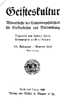 Geisteskultur. Monatshefte der Comenius-Gesellschaft für Kultur und Geistesleben, 1926, 35. Band, Heft 9