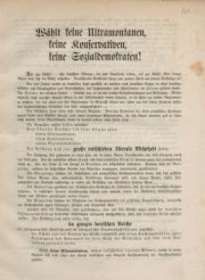 Wählt keine Ultramontanen, keine Konservativen, keine Sozialdemokraten!