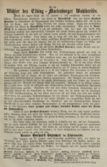 An die Wähler des Elbing-Marienburger Wahlkreises