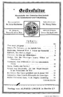 Geisteskultur. Monatshefte der Comenius-Gesellschaft für Kultur und Geistesleben, 1924, 33. Band, Heft 1-3