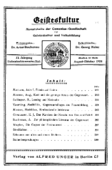 Geisteskultur. Monatshefte der Comenius-Gesellschaft für Kultur und Geistesleben, 1924, 33. Band, Heft 7-9