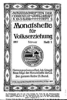 Monatshefte der Comenius-Gesellschaft für Volkserziehung, Februar 1917, 25. Band, Heft 1